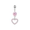 Heart-Shaped 5-Piece Pink Zircon Belly Button Ring Set for Piercings.