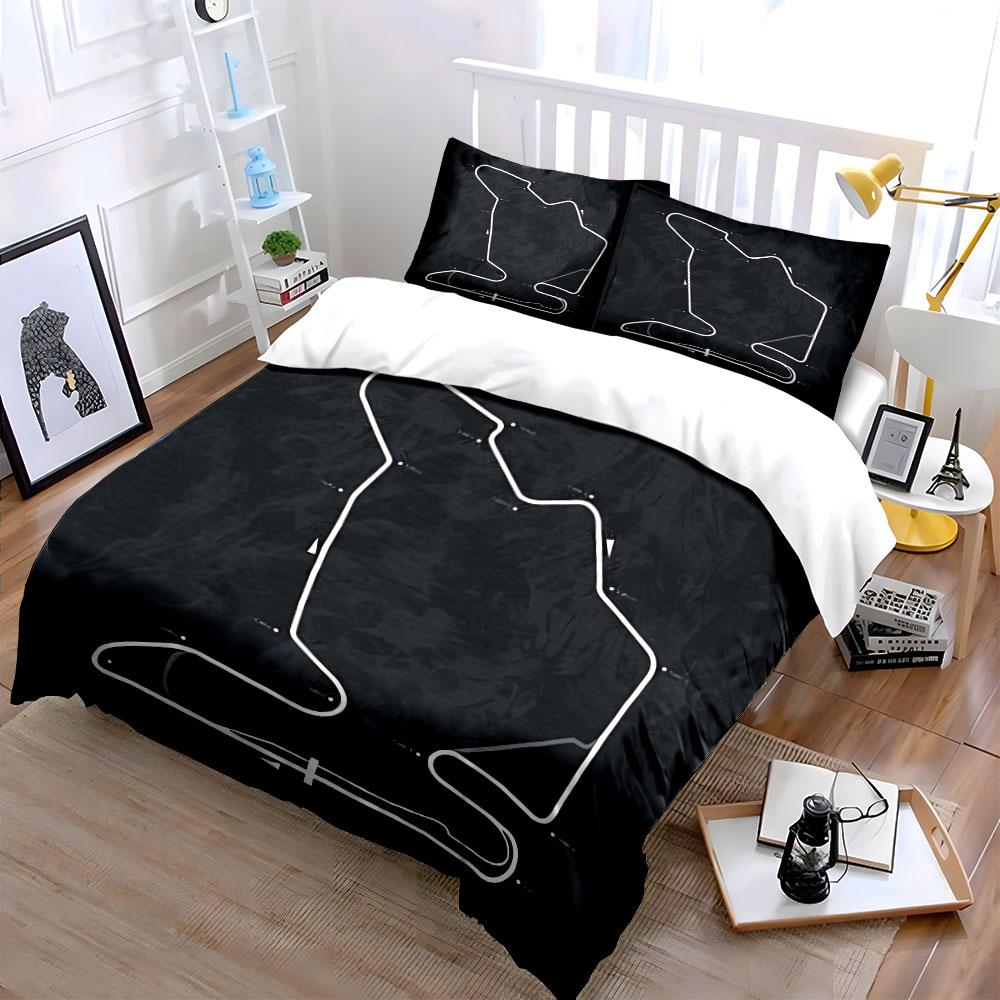 Racing Track Outline Pattern Bedding Duvet Cover Set Duvet Cover Pillowcases (1*Duvet Cover 2*Pillowcases, without duvet insert)