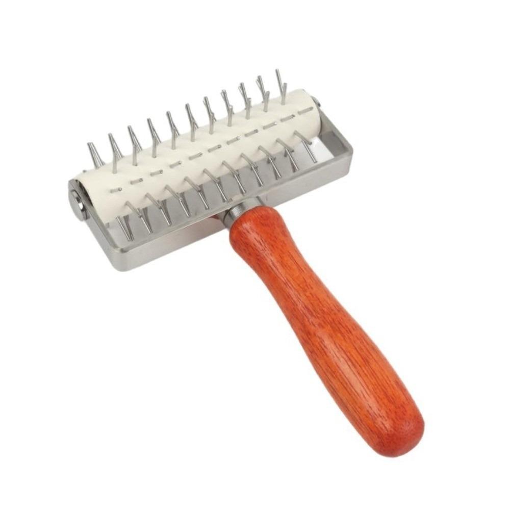 Mirror Polish Pastry Roller Stainless Steel Dough Needle Roller Dough Docker Homemade Baking