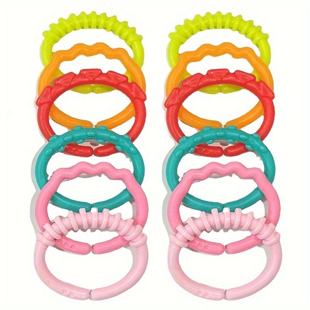 24pcs/set Clip on Plastic Connecting Rings Stroller Baby Rainbow Loop Gifts