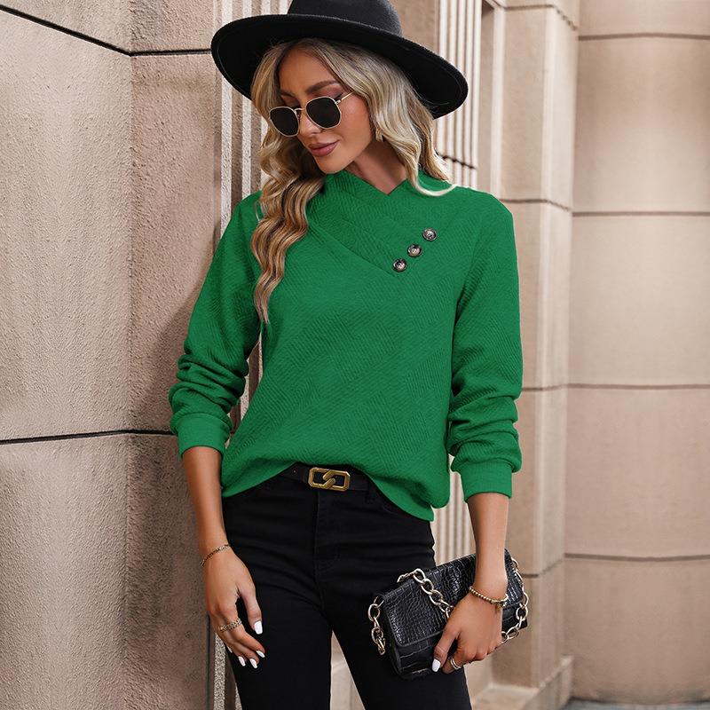 Casual Solid Color Long Sleeve Pullover Sweatshirt For Women