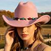 Woolen Western Cowboy Hat Panama Top Hat Casual Topper Hat  Costume Accessories