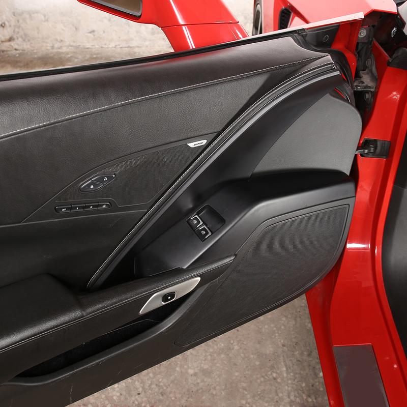 ABS Carbon Fiber Car Main driver's Inner Door Panel Cover Sticker Trim sticker For Chevrolet Corvette C7 2014-19 Car Accessories