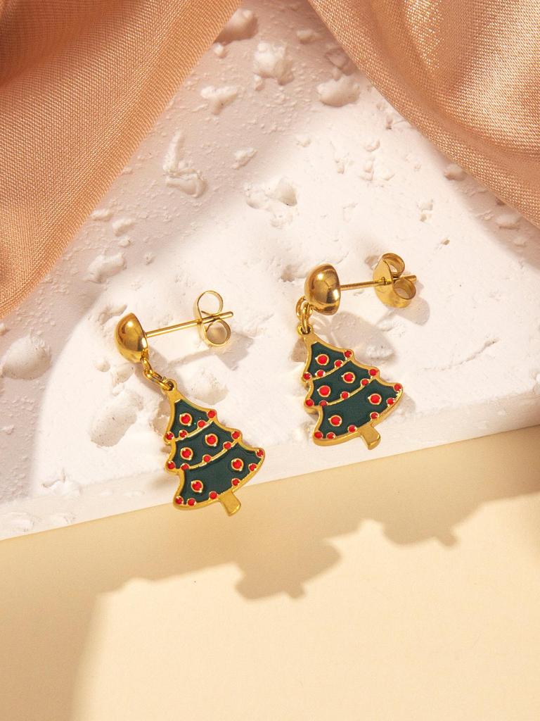High-End Christmas Series Stainless Steel Earrings - Versatile Gift and Decoration