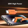 USAMS SJ774 U92 1.2m Type-C to Lightning Cable 30W Fast Charging Data Transfer Cord with LED Light