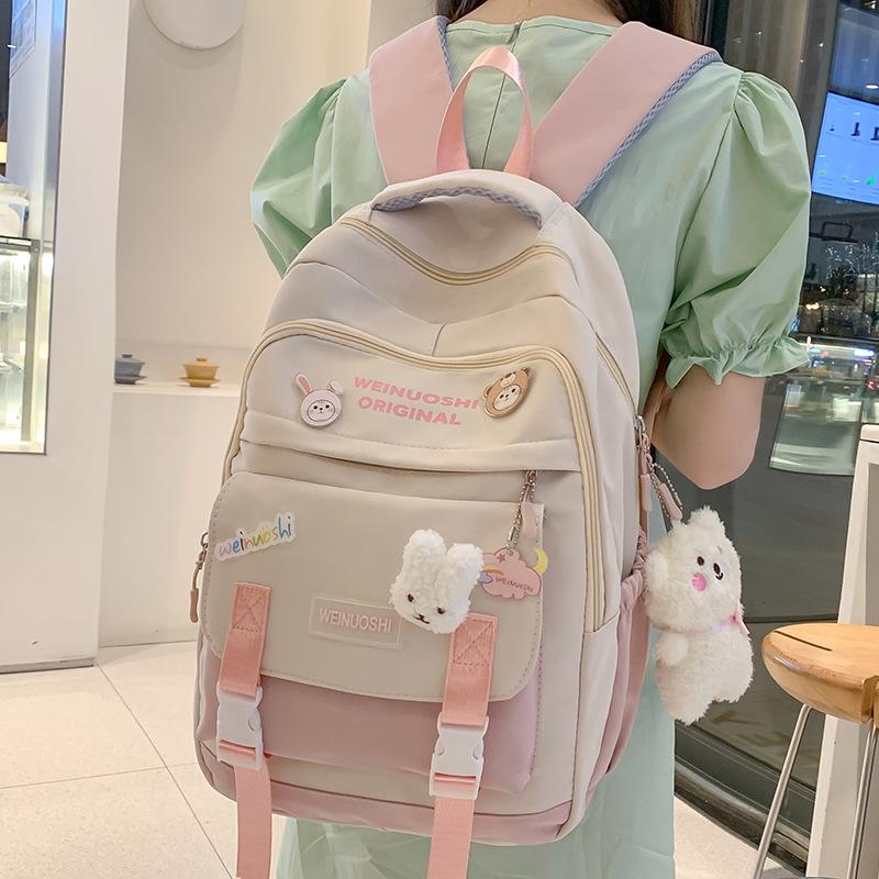 School Bag Children's Primary School Students Color Matching School Backpack Female Middle School Students High Quality Fashion Junior High School