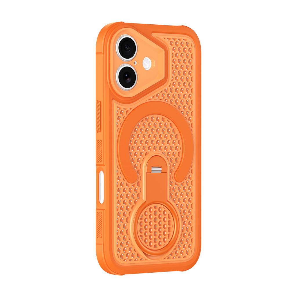 Foreign trade colorful heat dissipation magnetic mobile phone case is suitable for Apple 17PROMAX trend 16 rotating bracket 14/15