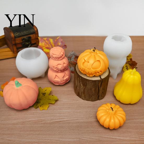Форма для тыквенного украшения DIY, силиконовая для свечей на Хэллоуин, форма для изготовления ароматических свечей ручной работы, для гипсовых поделок, литья, цементной глины, эпоксидной смолы, Хэллоуин