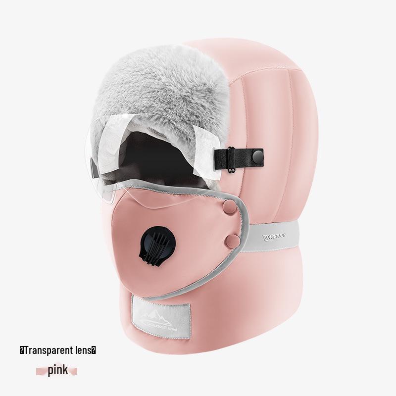 Зимняя шапка-ушанка для мужчин и женщин: Катание на лыжах на открытом воздухе, Подкладка из бархата, Теплые с очками, Ветрозащитные и водонепроницаемые