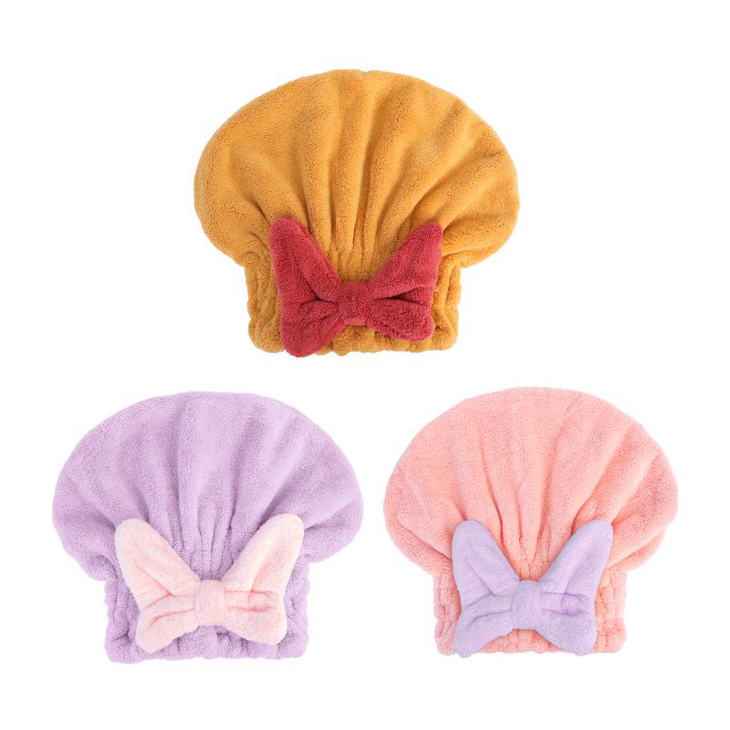 Girls' Cute Cartoon Bow Quick-Dry Hair Cap – Antibacterial, Thick, Absorbent Princess Bath Hat