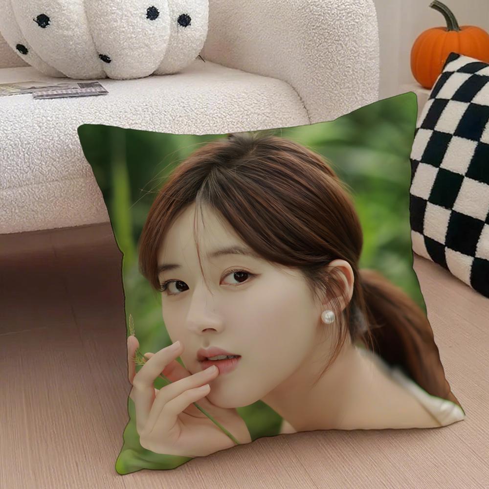 Cute Talented Chinese Beautiful Actress RRosy Cushion Cover Throw Pillow Cover Hidden Button Durable Polyester Chair Cushion