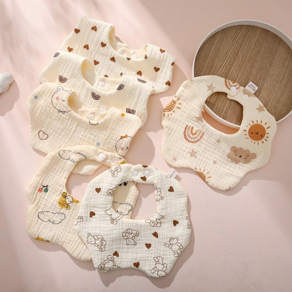 Soft Cotton Baby Bib 6 Layer Feeding Bib Adjustable Kids Saliva Towel Newborn