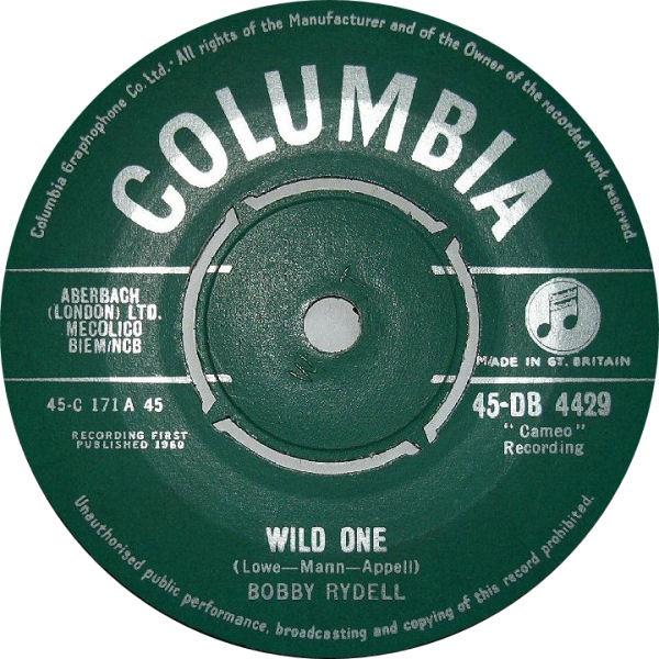 Пластинка 7 дюймов BOBBY RYDELL Wild One 45DB4429 Columbia 1960 UK Rock Б/у