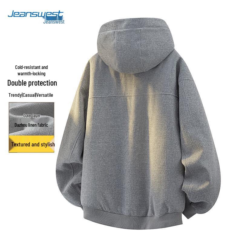 JEANSWEST Men's Winter Plush Thickened Warm Loose Casual Jacket