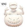 Modern Minimalist Room Decor 3D Printed Pumpkin Boy Figurine, Unpainted White DIY Statue, Halloween Table Ornament Mummy Sculpture, Creative Home Desk