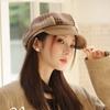 New Plaid Duck Tongue Octagonal Hat Female Beret Autumn and Winter Newsboy Painter Hat