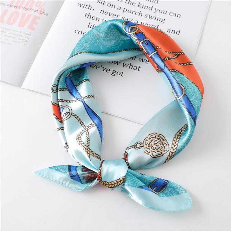 60cm Women'S New Versatile Simulated Silk Neck Protection Sunscreen Small Square Scarf Professional Scarf Headscarf