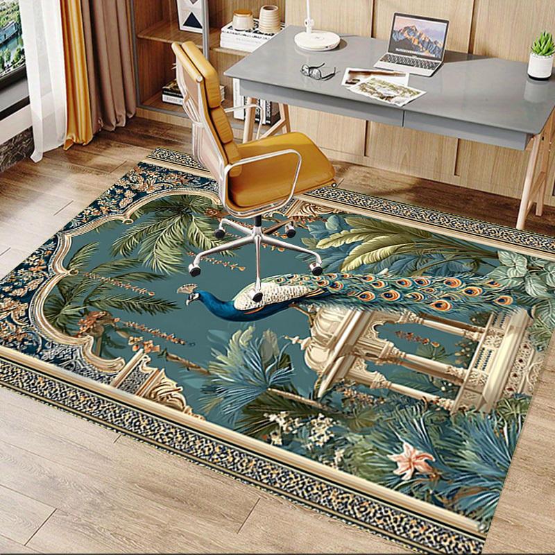 1PC Peacock, Garden Extra Large Non Slip Floor carpet, Office, family, bedroom, Studio Large Area Rug Indoor Rugs, Vibrant Colors