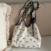 Polka Dot Bow Shoulder Bag Large Capacity Plaid Shoulder Bag Ruffle Lace Canvas Bag  Outdoor