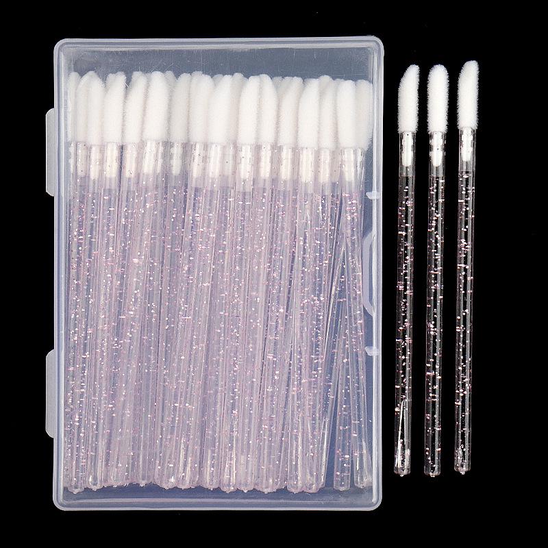 50 шт. Нейлоновая кисть для губ, инструменты для макияжа с хрустальной ручкой