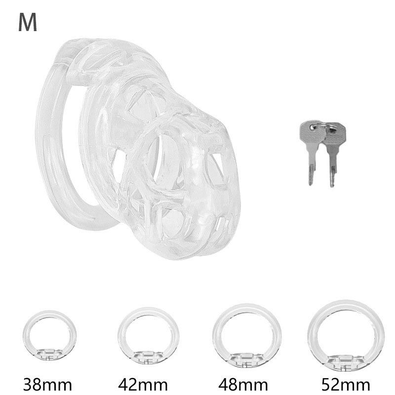 Soft Silicone Chastity Cage Device Anti-Cheating Penis Lock with 4 Size Cock Rings Penis Restraints for Men Adult Sex Toys