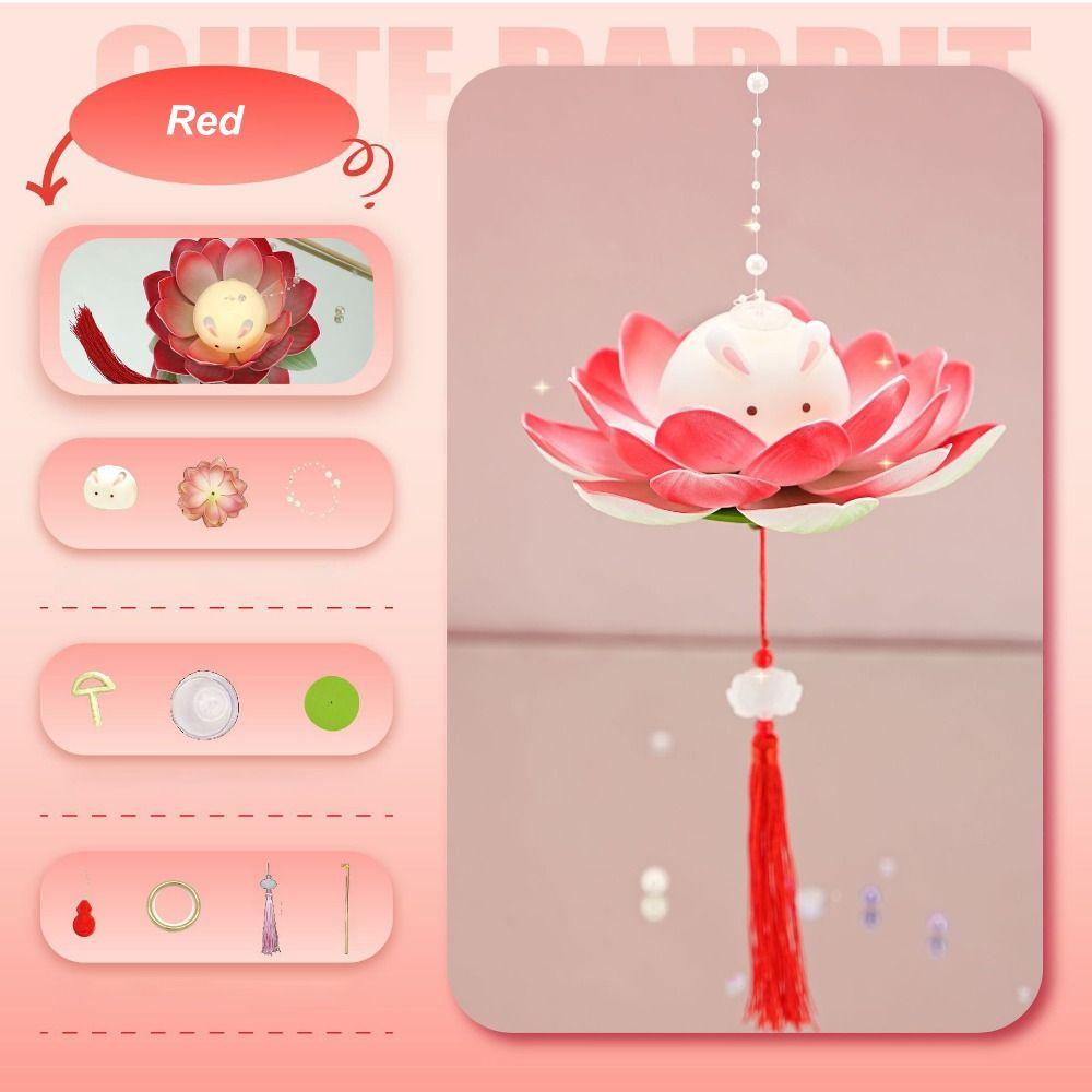 Glowing Mid-Autumn Festival Lantern DIY Holiday Decoration New Lotus Rabbit Lamp