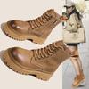 2024 Fashion Hot Selling Solid Color Round Toe Women's Boots Spring and Autumn Comfortable and Versatile Lace-Up Women's Boots