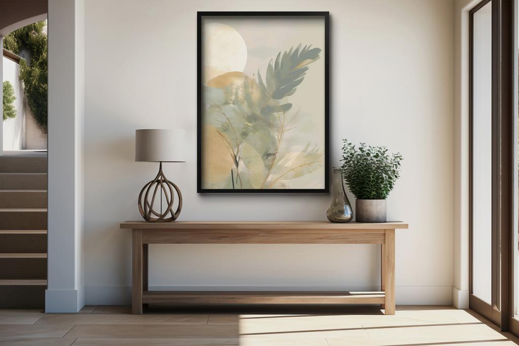 Pastelowy Plakat Obraz Grafika na ścianę do salonu biura sypialni Liście
