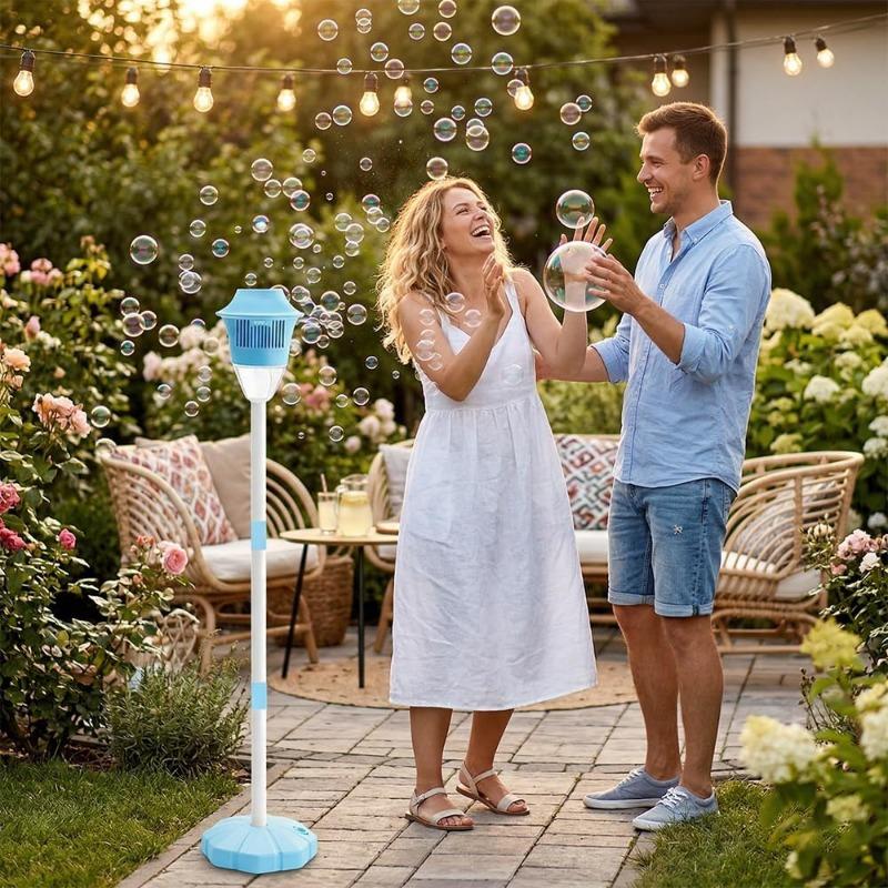 Street Lamp Bubble Tower with Lights, Rechargeable Standing Bubble Maker, Adjustable Height Street Light for Outdoor Garden, Patio, Wedding, Party