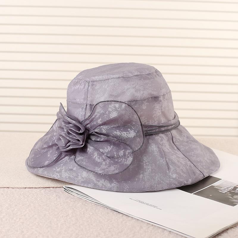 Spring and summer new retro flower mesh sun hat beach sun hat women's organza top hat