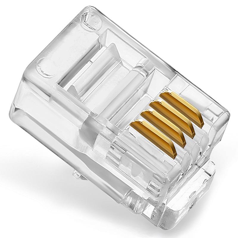 4P4C RJ9 Telephone Handset Connector 4-Core Audio Connector 4-wire Plug Gold-Plated Copper Chip Crystal Heads 50pcs 100pcs