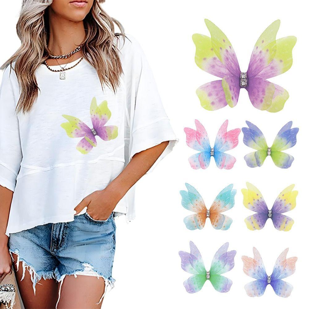 50 шт. двухслойные шифоновые вышитые бабочки-нашивки свадебные аксессуары для волос