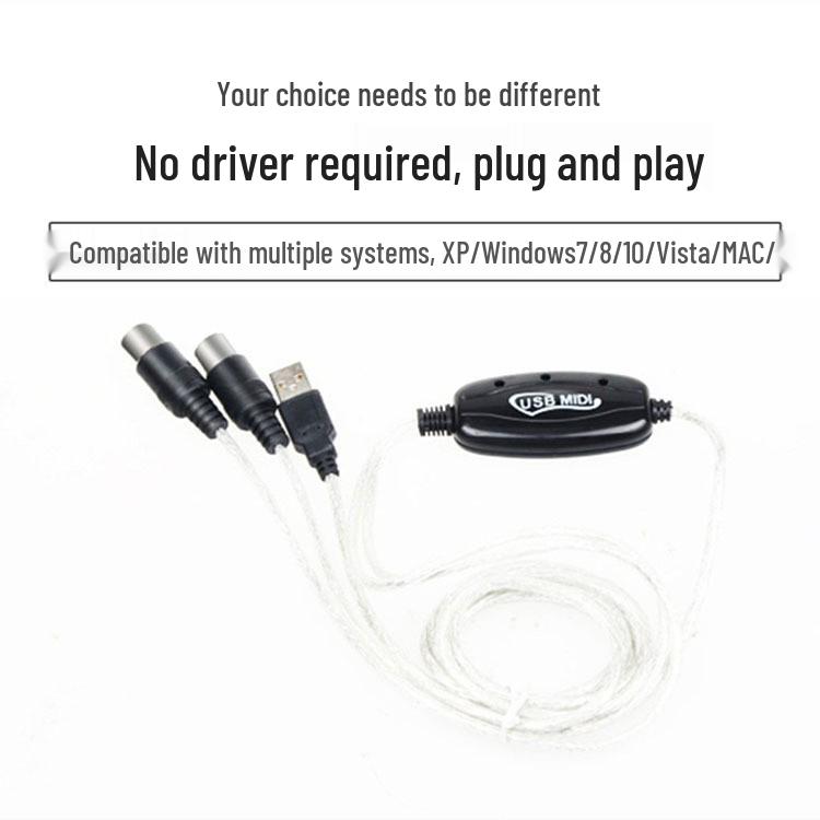 USB-MIDI кабель для электронных ударных, фортепиано Yamaha и редактирования музыки, пятиконтактный пятижильный MIDI-разъем.