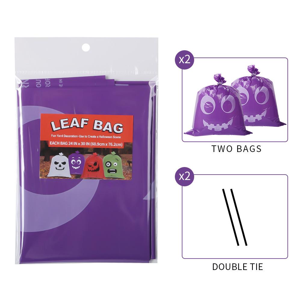 Halloween Leaf Bags, 24 x 30 inches, Flat-top Party Decoration Bags, Fun and Festive Leaf Bin Bags Pack of 10
