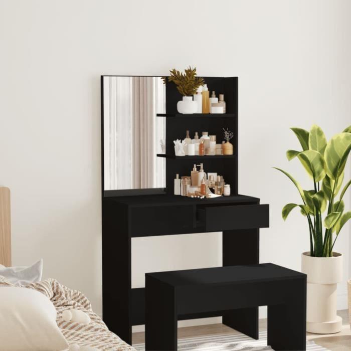 Dressing Table with Black Mirror 74.5x40x141 Cm