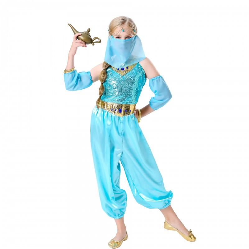 Kids Aladdin Jasmine Costume Set Halloween Cosplay Party Boys Girls