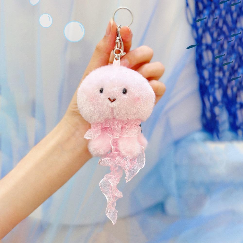 Soft Ocean Animal Keychain Small Turtle Kawaii Fluffy Whale Keyring Collection Octopus Press Sound Pendant Birthday Gift