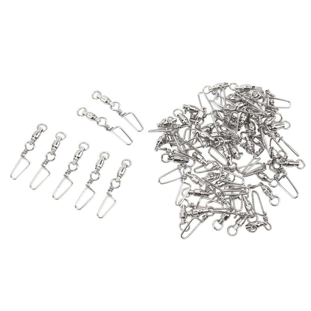 50Pcs High Strength Fishing Snap Swivels Stainless Steel B Type Ball Bearing Swivels for Saltwater