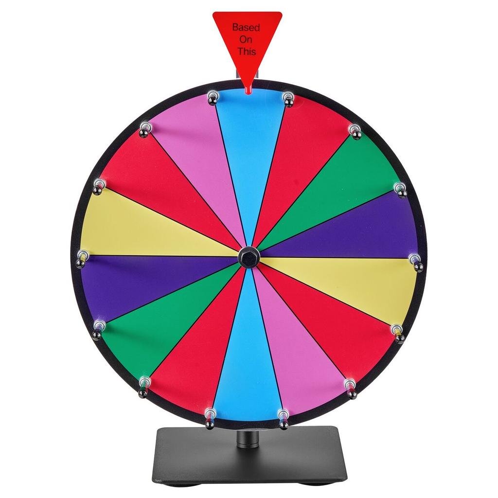 305 mm Spinning Prize Wheel, 14 Slots Spinning Wheel with Stand, Tabletop Win Fortune Roulette with a Dry Erase and 2 Markers, 6 Colors, Easy