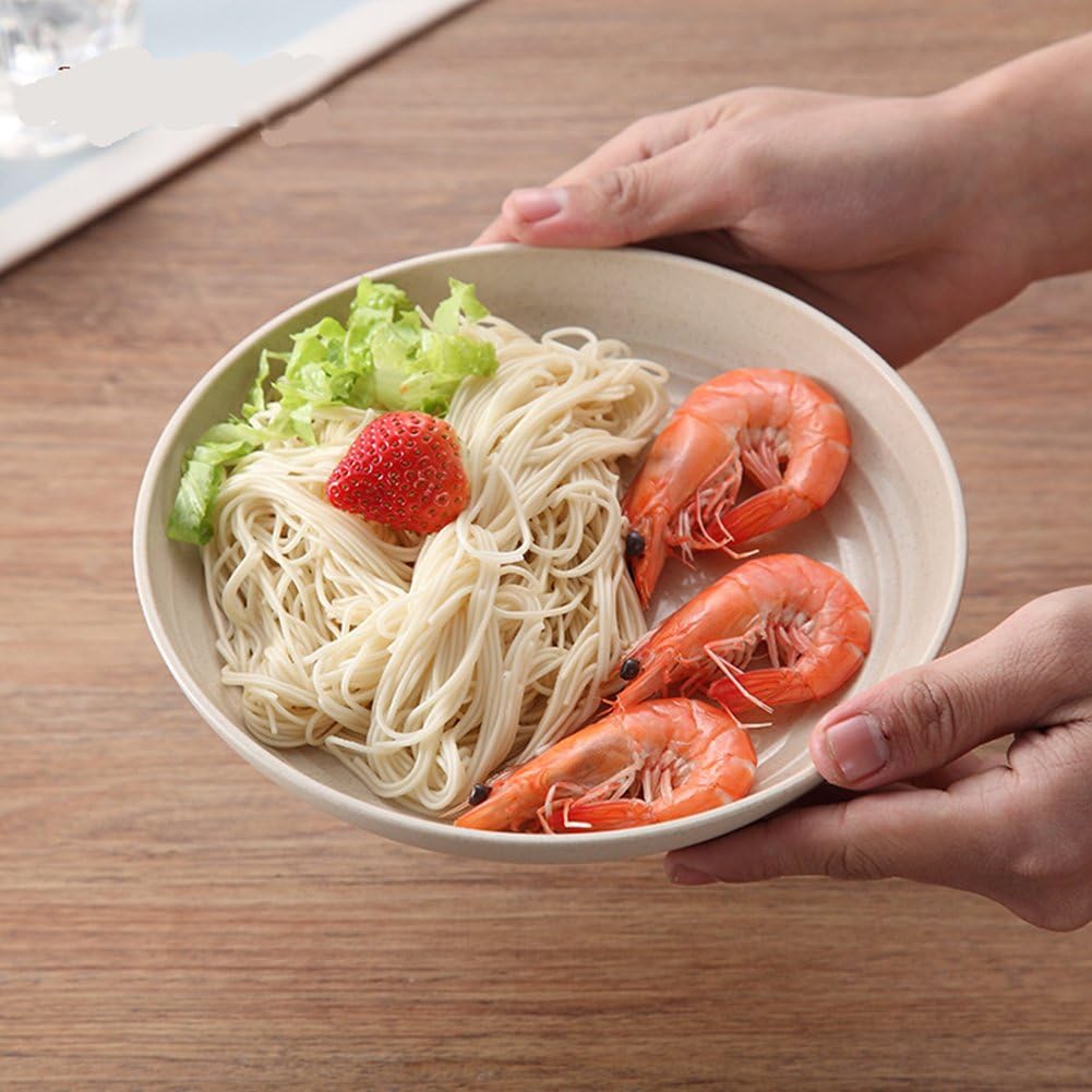 Тарелка из пшеничной соломы, тарелка для фруктов, пластиковая тарелка для костей, легко моющаяся, для микроволновой печи, однотонная посуда