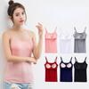 Chest Padded Vest Women's Tank Top Solid Color Camisole Vest Undershirt Underwear Top