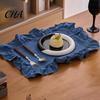 Boho Chic Table Decor Placemat with Ruffle Edge, Heat Resistant Mat, Rectangular Edge Fabric Coaster for Home Party Dining Non Slip Placemats