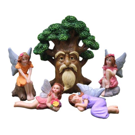 Фигурка Дедушка Дерево Смола Мини Статуэтки Гномов Миниатюры Феи Цветов Коллекционные Предметы Аксессуары для Сказочного Сада для Комнатных и Уличных Горшечных Растений