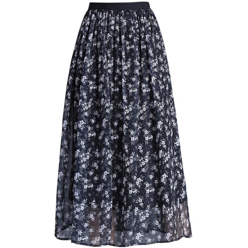 Юбка с цветочным принтом женская летняя плиссированная юбка с высокой талией, женская пышная длинная юбка из шифона с драпировкой, юбка высокого класса