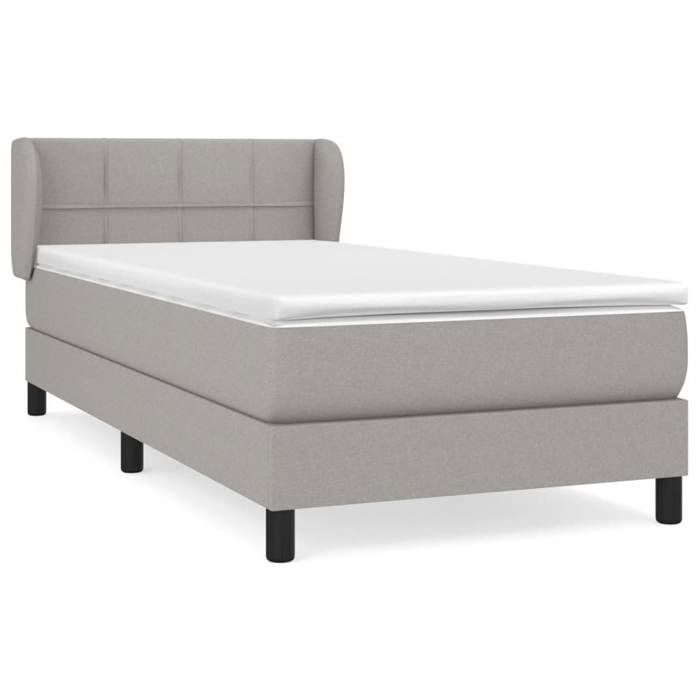 3126221 vidaXL Divan Bed with Mattress Light Grey 100x200cm Fabric