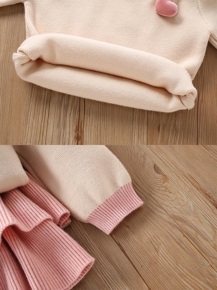 Вязаный детский свитер, модная и милая одежда для девочек, осенний теплый комплект для малышей, детская одежда 2 шт.