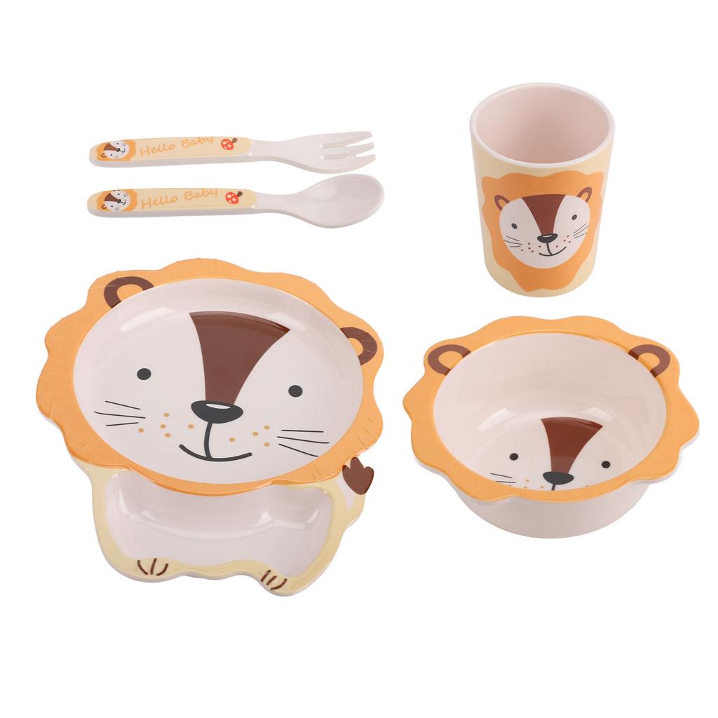 Kids Plates Set Cartoon Dishes Plates Utensils Set for Toddler Divided Food Tableware