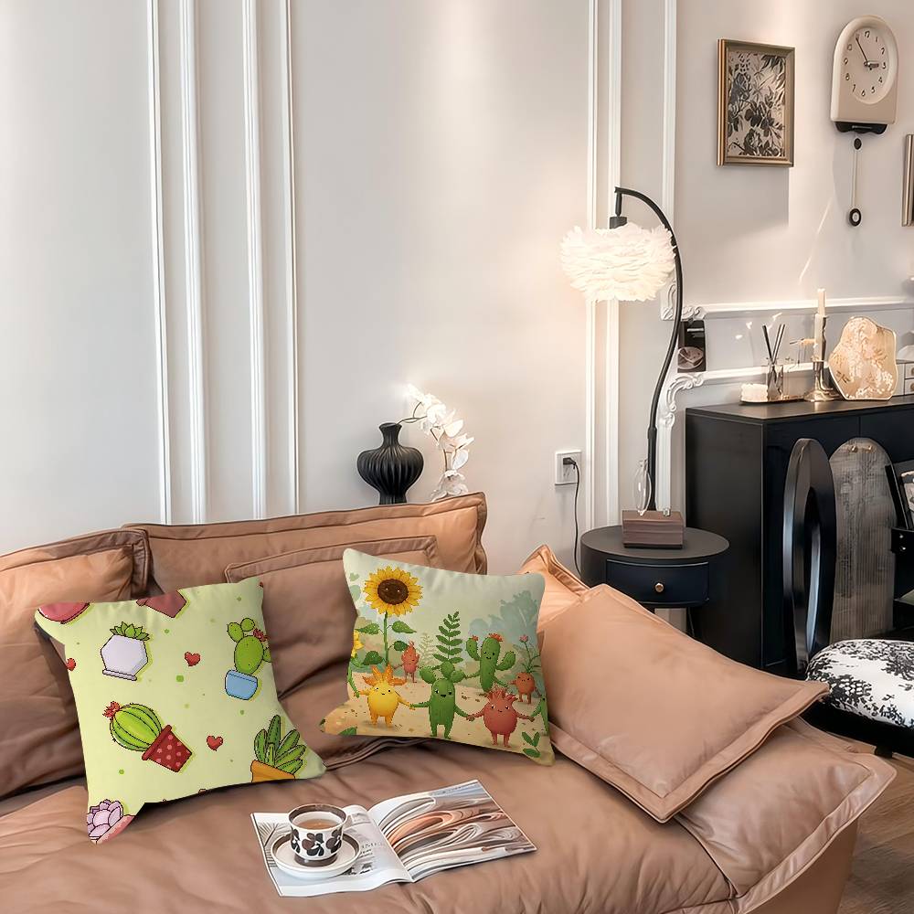 Cute Cartoon Succulent Pillow Gifts Home Office Furnishings Bedroom Sofa Car Cushion Cover Case 45x45cm