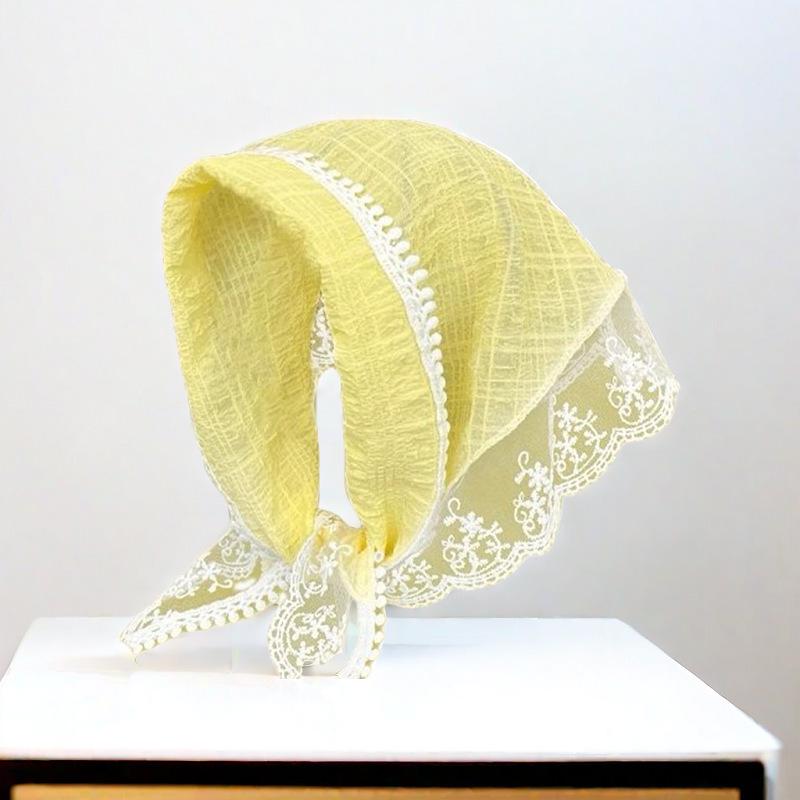 Женский треугольный шарф из французского кружева: Легкий, Дышащий и Универсальный Головной Платок и Лента для Волос