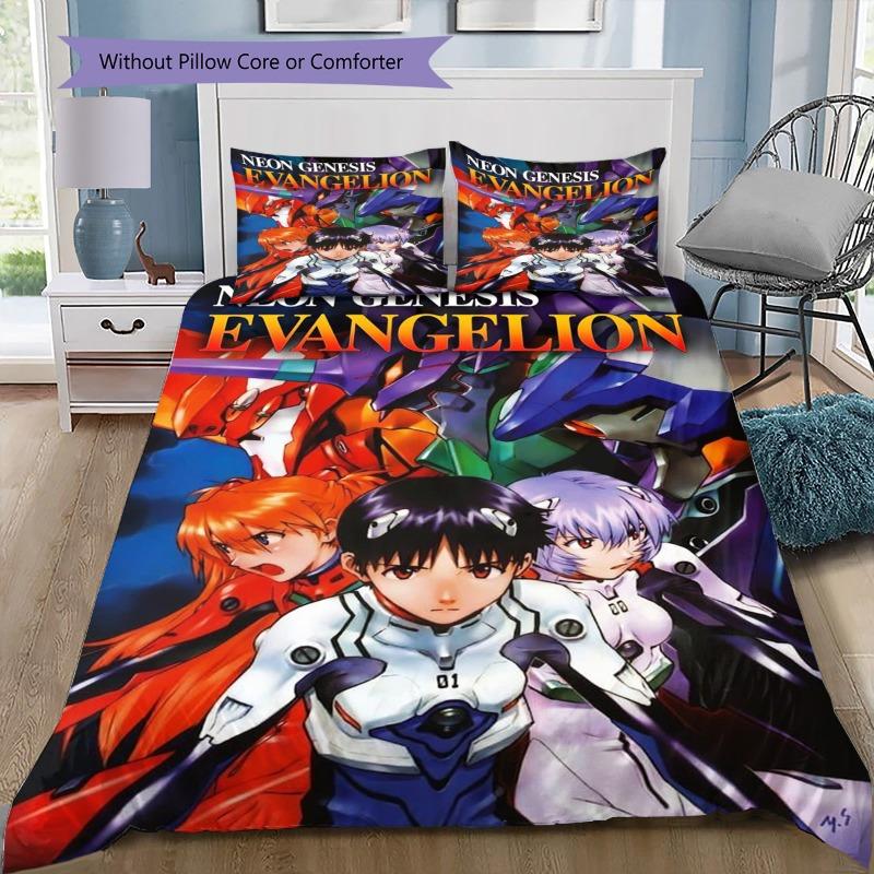 Neon Genesis Evangelion Anime 3Pcs Bedding Set, Duvet Cover with 2 Pillowcases, No Comforter No Pillow Core